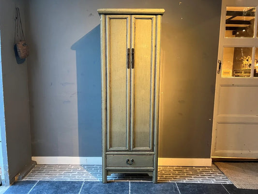 Meuble laqué gris clair 2 portes 1 tiroir