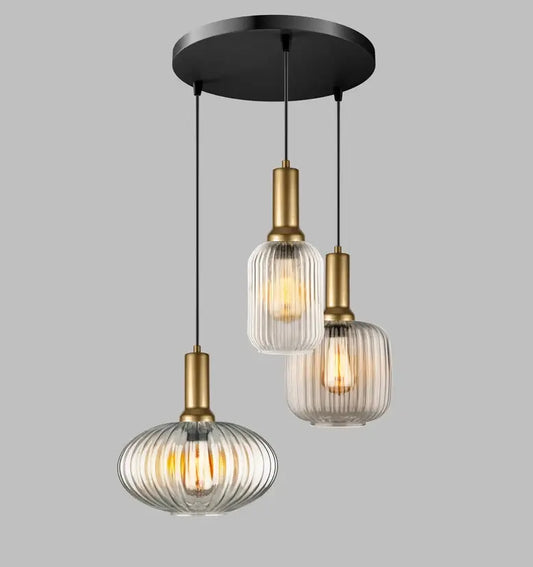 suspension en verre trois globes differents